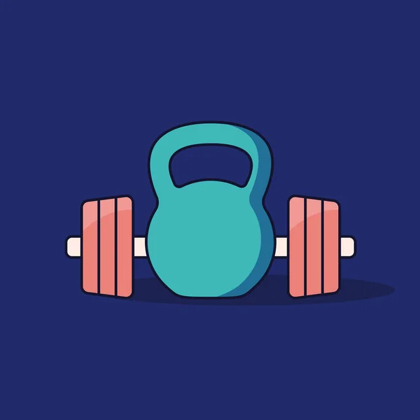 Icono de gimnasio, mancuerna y pesas — Vector de stock