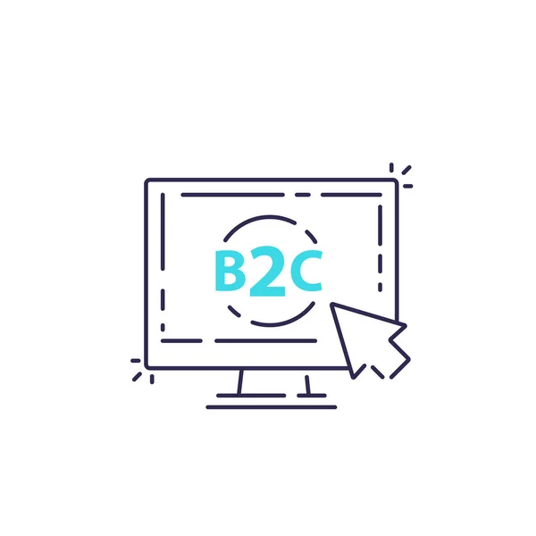 B2C, Business to consumer concept, line vector — Stockový vektor