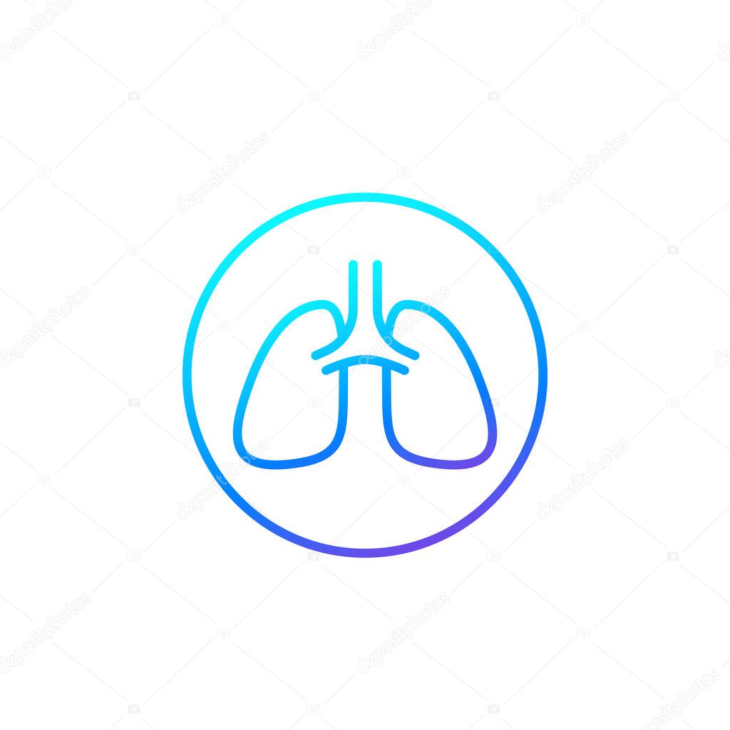 Lungs line icon on white