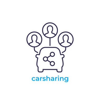 beyaz doğrusal üzerinde carshare vektör simgesi