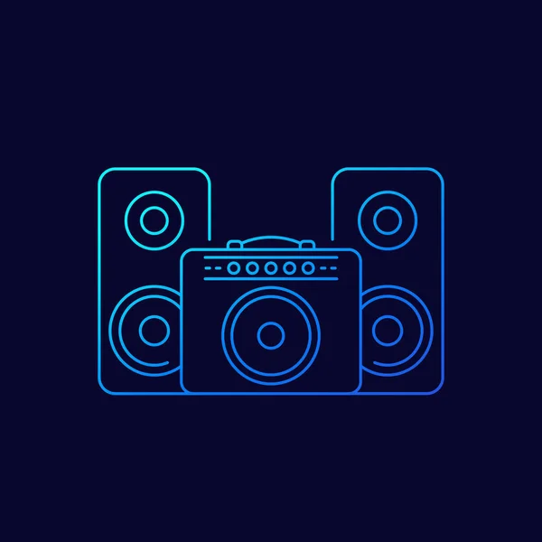 Amplificador de guitarra y altavoces de audio icono lineal — Vector de stock