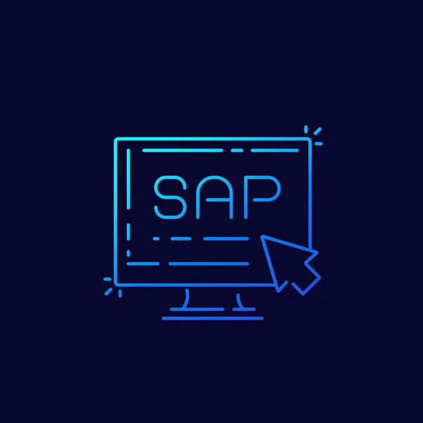 SAP, icono de software de planificación empresarial, lineal — Vector de stock