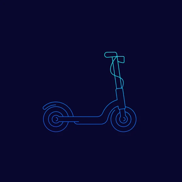Karanlık, doğrusal vektör üzerinde elektrikli scooter simgesi — Stok Vektör