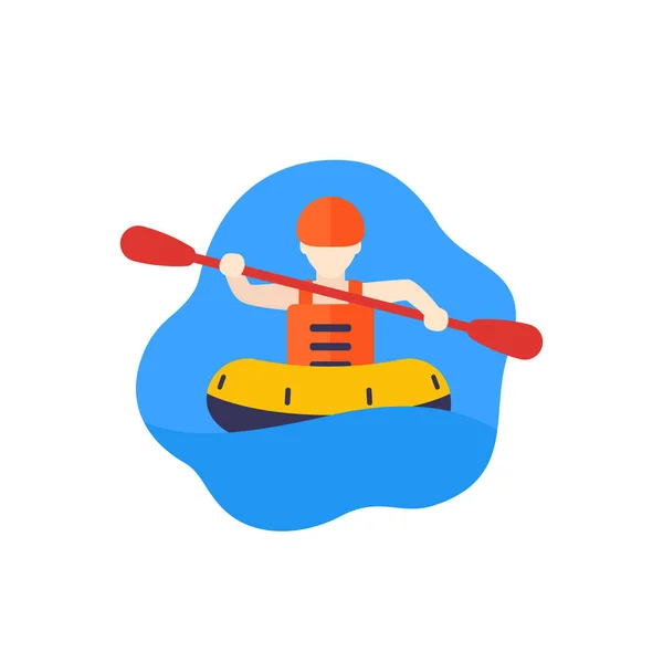 Rafting-Ikone mit Mann im Floß — Stockvektor