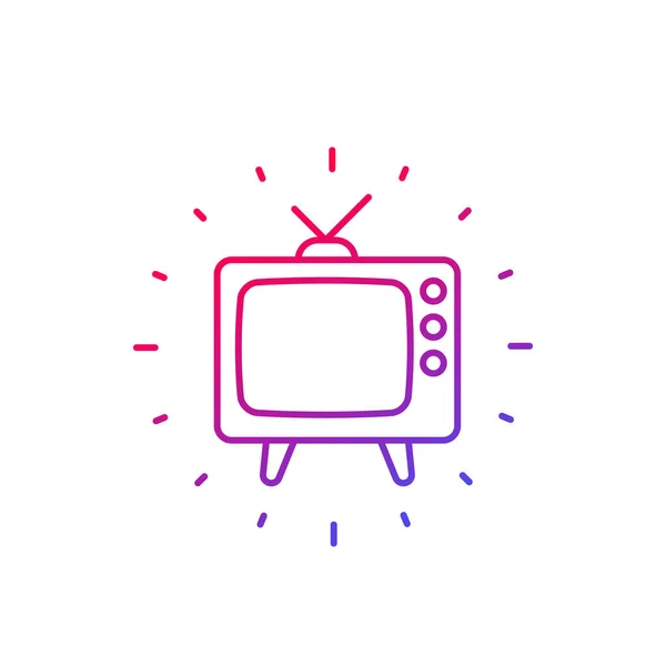 Tv con antenna, vecchia icona della televisione, lineare — Vettoriale Stock