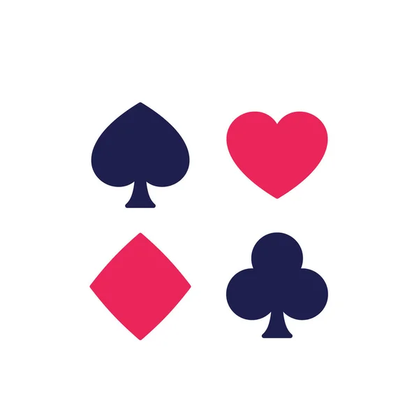 Spade, heart, diamond and club on white, vector — Stock Vector