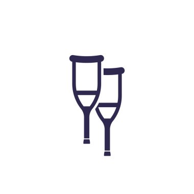 Koltuk değnekleri simgesi beyaz, vektör