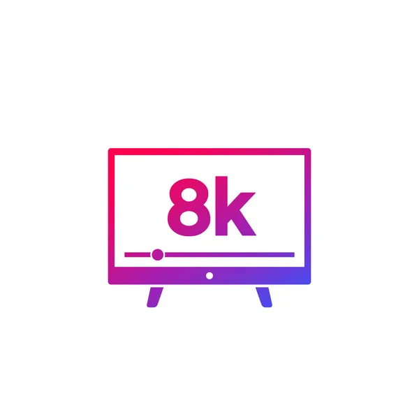 8K tv, video streaming služba vektorová ikona — Stockový vektor