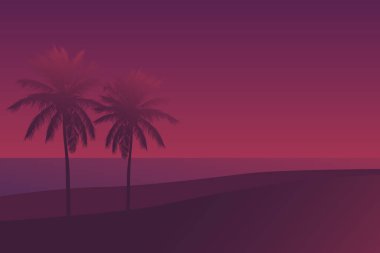 Avuçlar gün batımında, vektör sahnesi