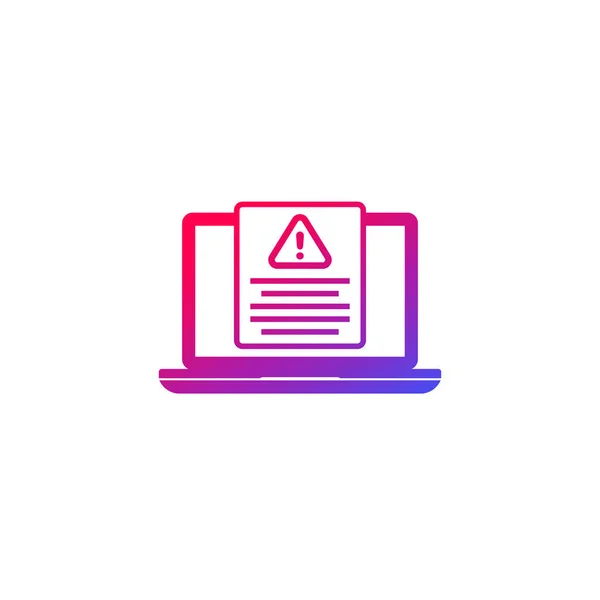 Ikona hlášení chyb s notebookem — Stockový vektor