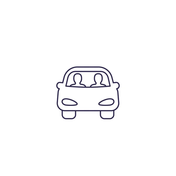 Fahrgemeinschaftssymbol auf weiß, Linie — Stockvektor