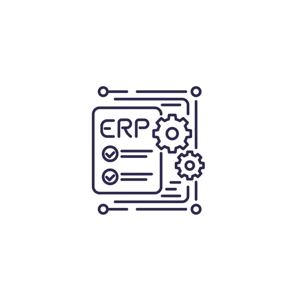 ERP, icono de planificación de recursos empresariales, línea — Vector de stock