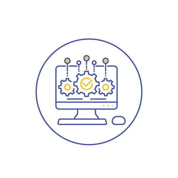 Software development and integration icon, line