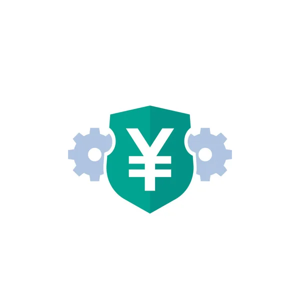 Icono de vector Yen con escudo — Vector de stock