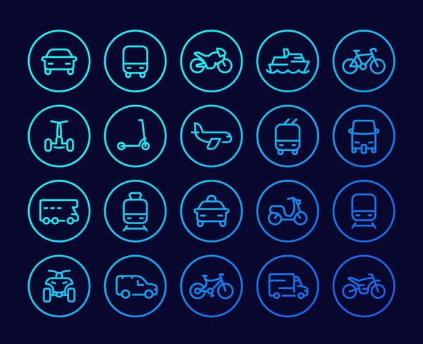 Conjunto de iconos de línea de transporte — Vector de stock