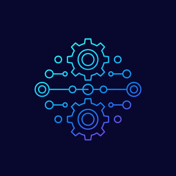 Icono lineal vectorial de integración o automatización — Vector de stock