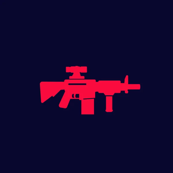 Rifle de assalto com visão óptica, ícone de vetor de arma — Vetor de Stock