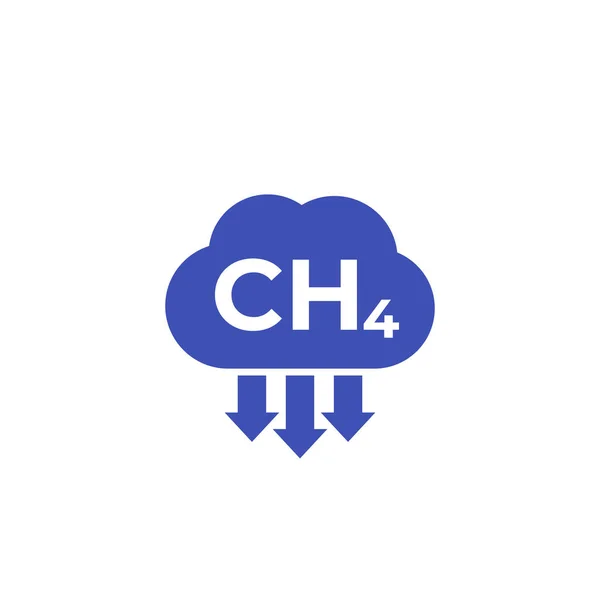 甲烷排放，白色CH4图标 — 图库矢量图片
