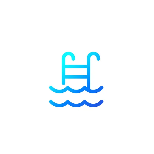 Schwimmbad-Symbol, Linienvektor — Stockvektor