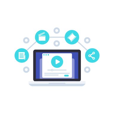 İçerik veya video üretim vektörü simgesi