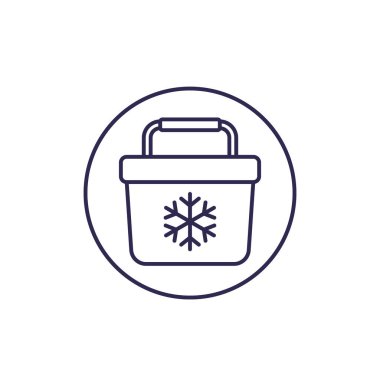 Taşınabilir buzdolabı çizgisi simgesi beyaz