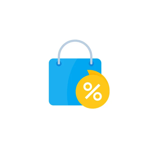 Descuento, icono de venta con bolsa — Vector de stock