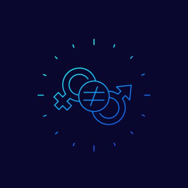 cinsiyet eşitsizliği çizgi simgesi, vektör