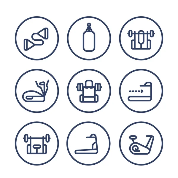 Gym training line icons set — Stock Vector
