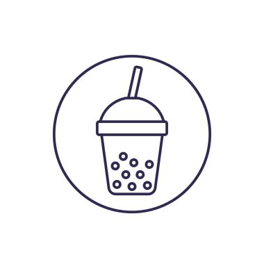 tapyoka içecek çizgisi simgesi beyaz üzerine