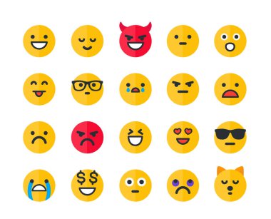 Duygu simgeleri, emoji vektör simgeleri ayarlandı