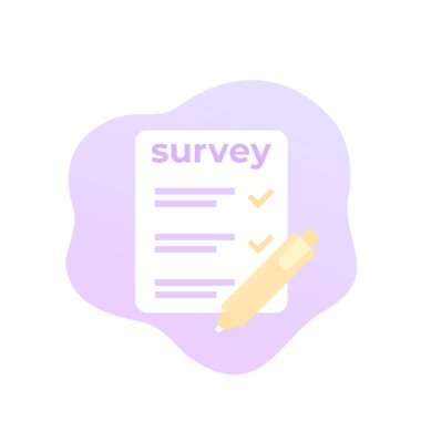 Anket simgesi, kağıt ve kalem