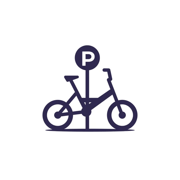 Zona de aparcamiento de bicicletas icono en blanco — Vector de stock