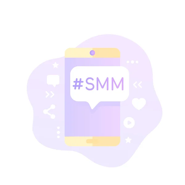 Ícone de vetor SMM com telefone — Vetor de Stock