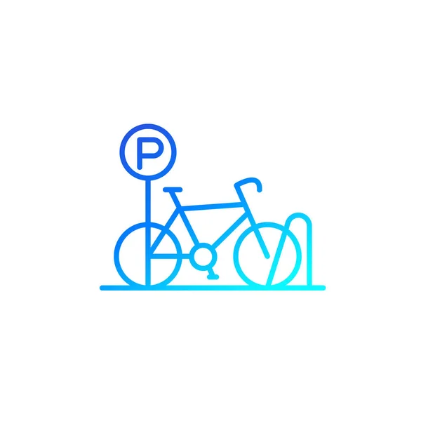 Ícone de estacionamento de bicicleta, vetor de linha — Vetor de Stock