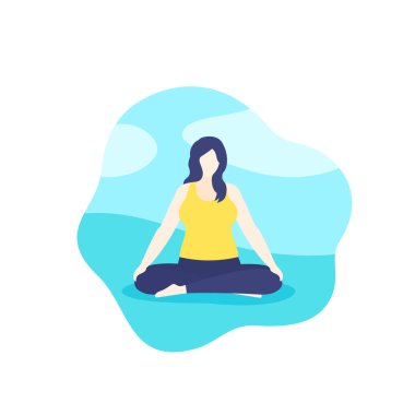 Yoga, artı boyut kadın parkta meditasyon yapıyor.