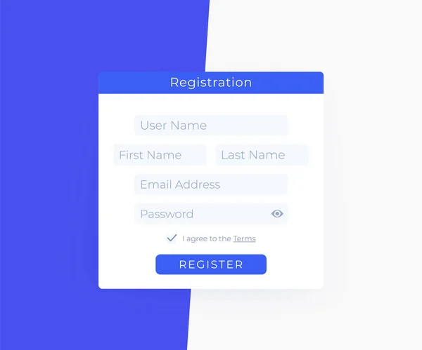 Registratieformulier, webpagina ontwerp — Stockvector