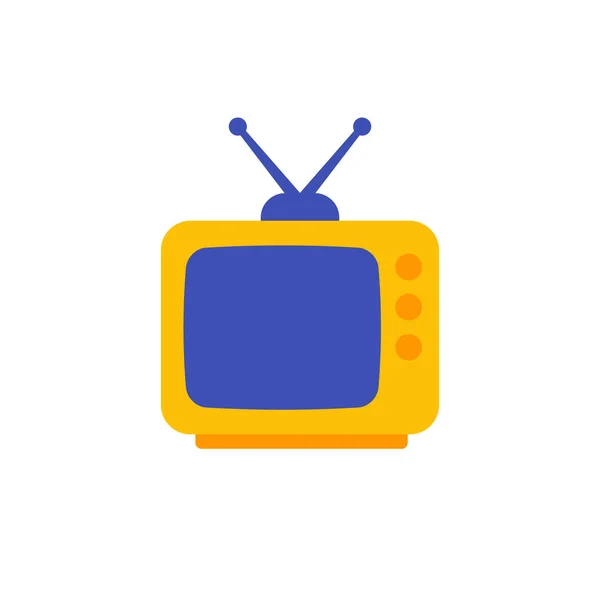 Tv con antenna, vecchia icona della televisione, design piatto — Vettoriale Stock