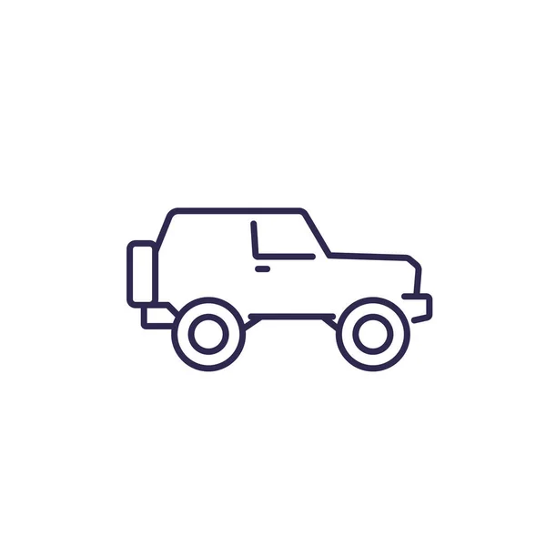 Off-road auto, 4wd suv lijn pictogram — Stockvector