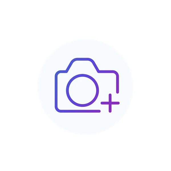 Adicionar ícone de linha de foto com câmera —  Vetores de Stock