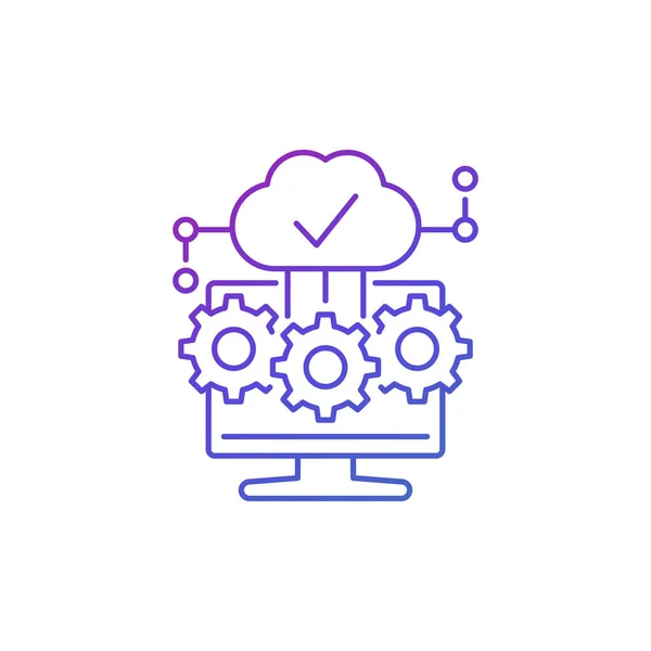 Icono de software de computación en nube, vector de línea delgada — Vector de stock