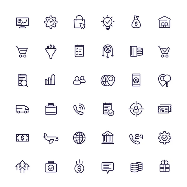 Conjunto de iconos de línea de negocio y comercio electrónico — Archivo Imágenes Vectoriales