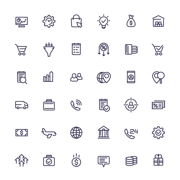 Conjunto de iconos de línea de negocio y comercio electrónico — Vector de stock