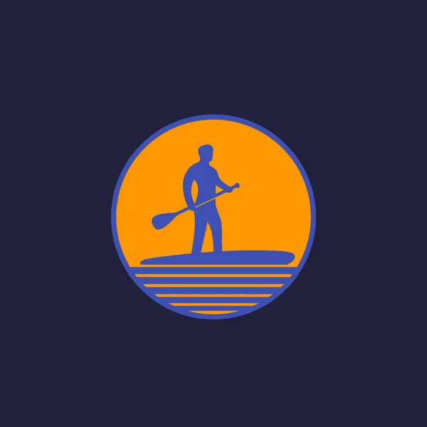 SUP, Stå upp paddla surfbräda logotyp — Stock vektor