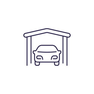 Taşınabilir garaj çizgisi simgesi beyaz