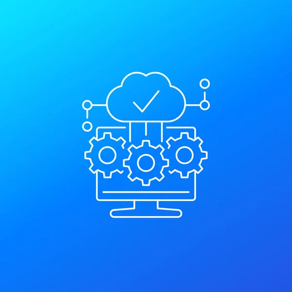 Ikona oprogramowania cloud computing, wektor liniowy — Wektor stockowy