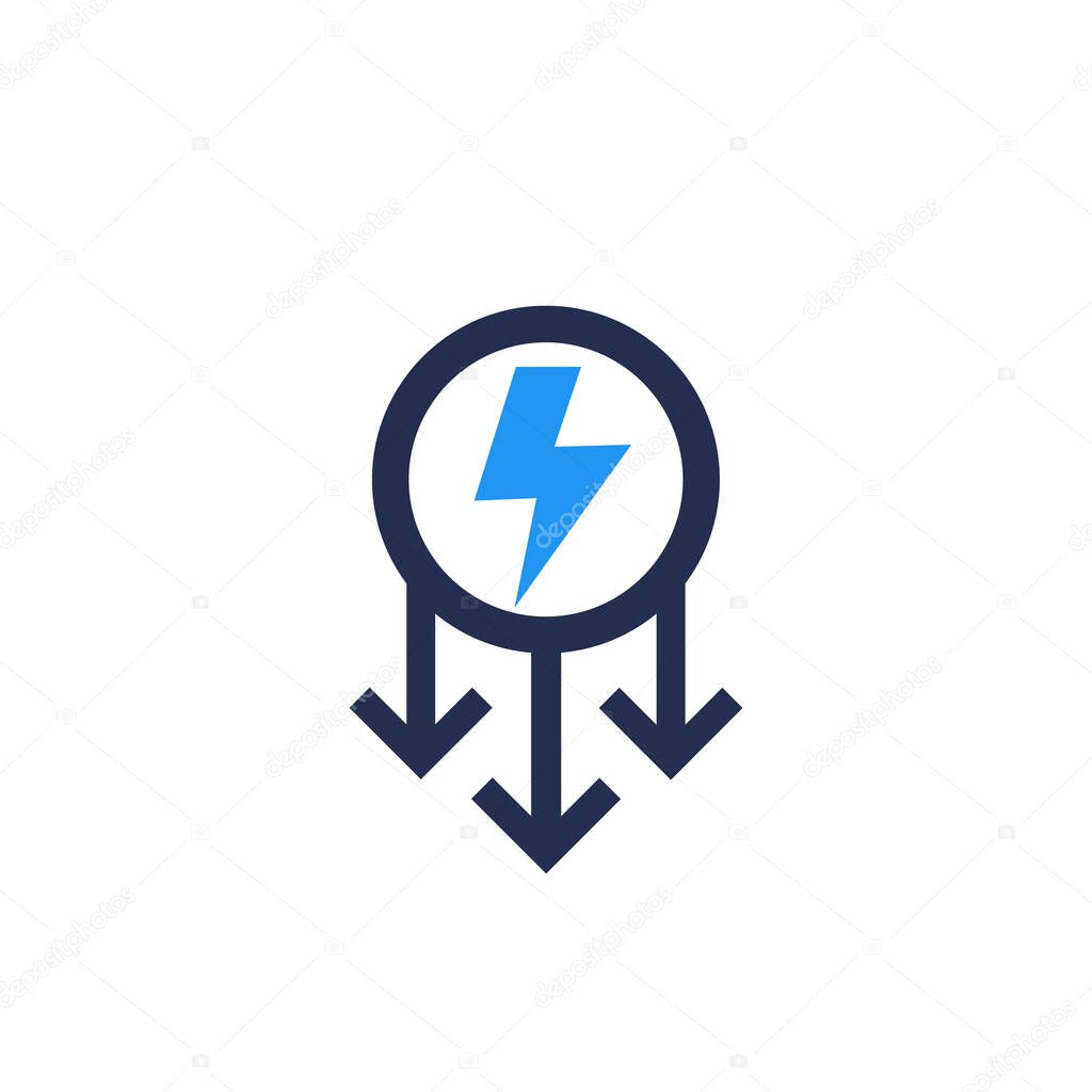 power consumption decrease icon, vector