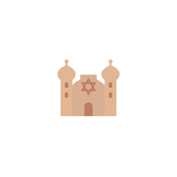 白色扁平矢量上的犹太教堂图标 — 图库矢量图片