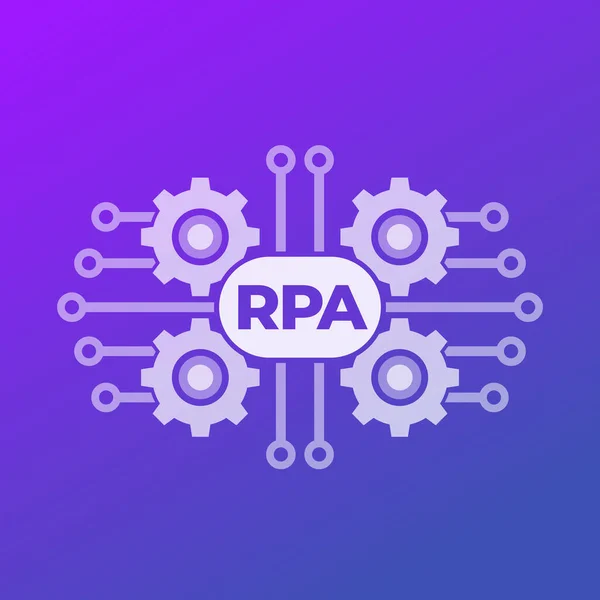 Icono de vector RPA con engranajes, proceso robótico — Vector de stock