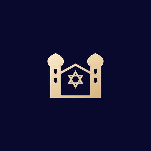 Synagogue, judaism building, vector icon — Stock Vector