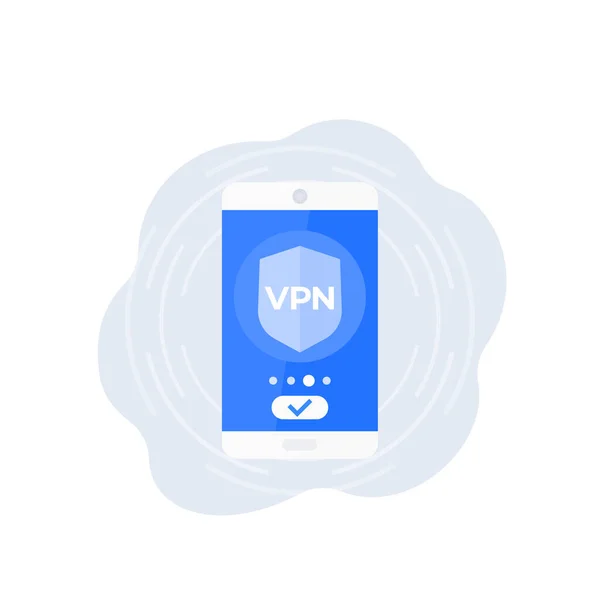 VPN, ícone de vetor com telefone inteligente — Vetor de Stock
